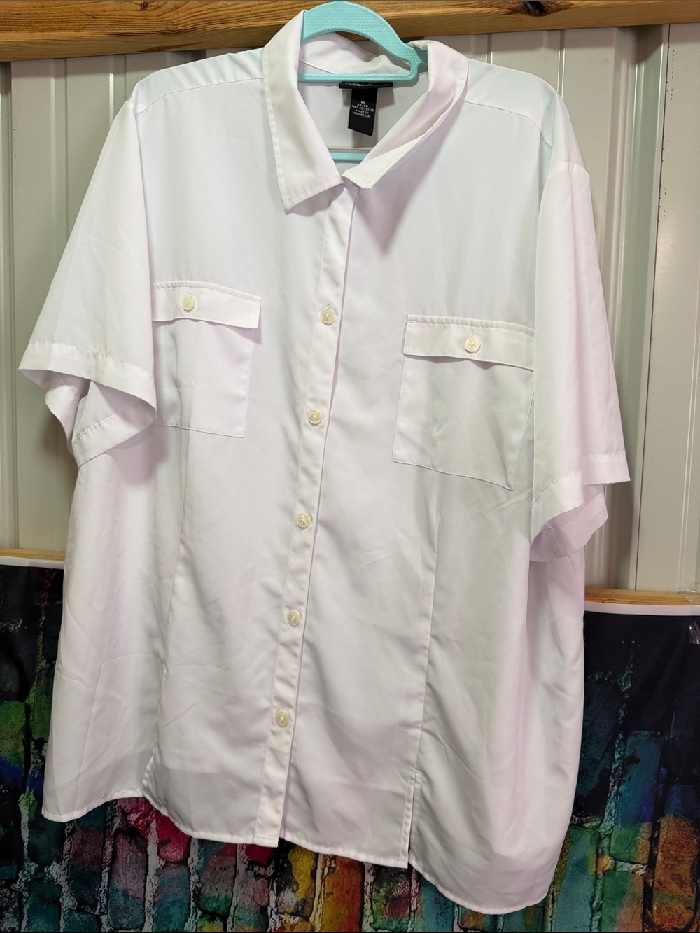 Maggie Barnes White Short-Sleeve Button-Down Shirt